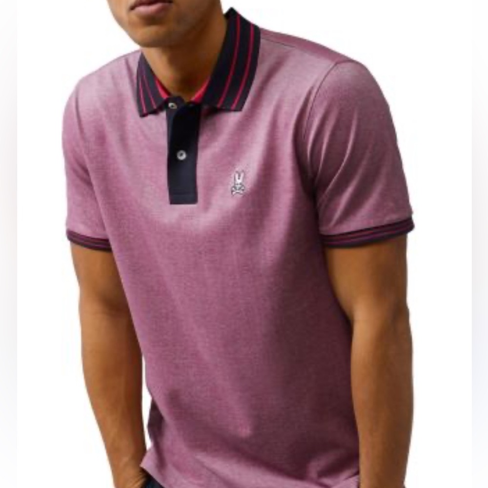 Psycho Bunny Men's Milton Contrast Collar Polo - Mauve/Purple